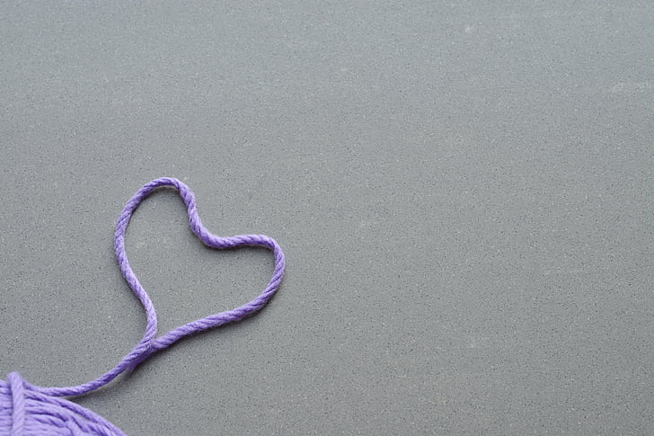 wool, purple, knitting accessories, heart, cotton, soft, close
