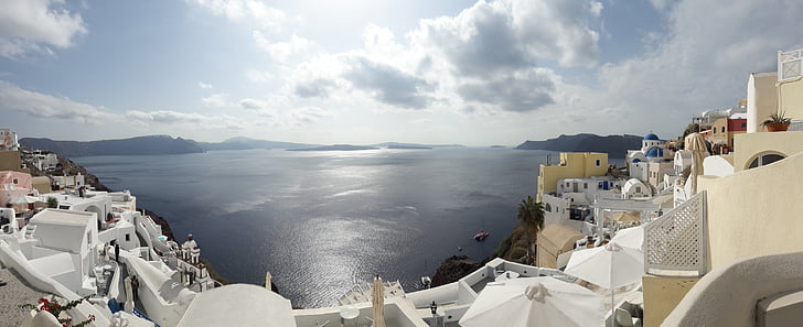 Görögország, Santorini, tenger, Caldera, Holiday, mediterrán, sziget