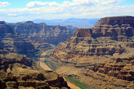 Grand canyon, malebný, řeka, Západ slunce, krajina, mraky, Rock