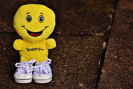 笑脸, 笑, 运动鞋, 有趣, 图释, 情感, 黄色