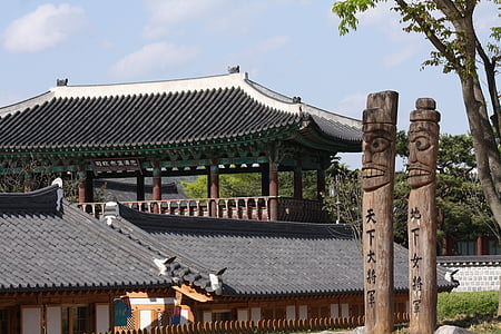de Koreaanse totempaal, dorp, dakpan, traditionele, cultuurgoederen, Korea cultuur, Classic