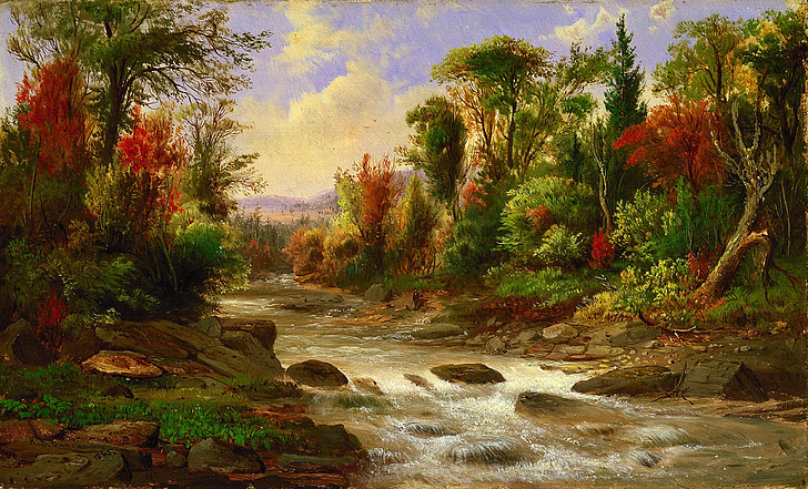Robert duncanson, landschap, kunst, artistieke, schilderij, olieverf op doek, hemel