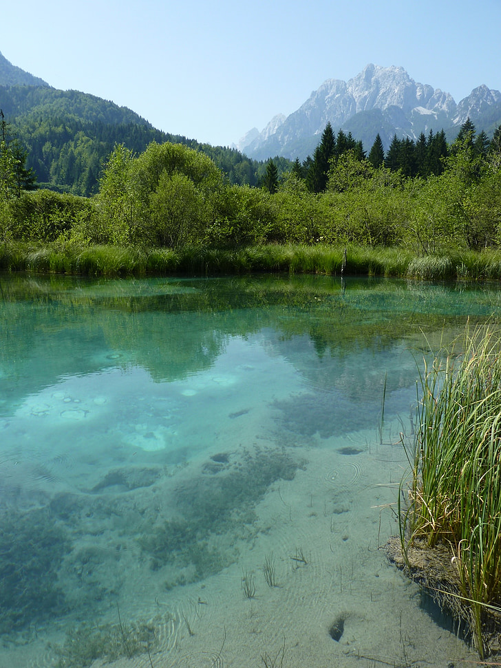slovenia, mountains, lake, water, clear, landscape, cold
