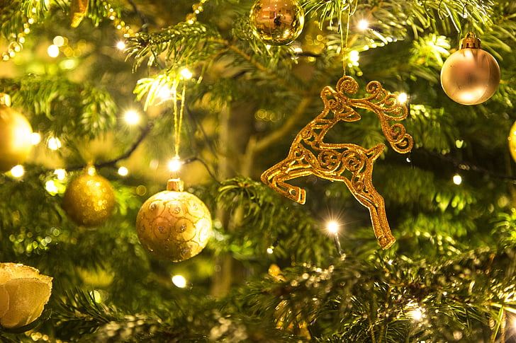 Weihnachten, Golden, Xmas, Urlaub, Gold, Dekoration, Feier