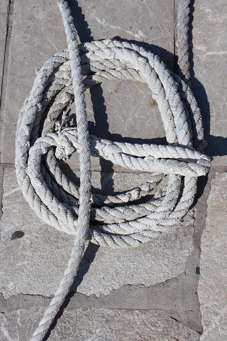 virvė, mazgas, laivybos, jūrų, linija, laidas, susukti