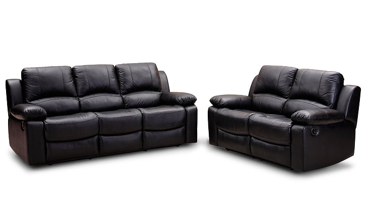 person, viser, sort, pude, sæde, sofaer, læder