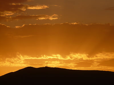 silueta, fotografovanie, Mountain, hodinu, západ slnka, slnko, zlatý