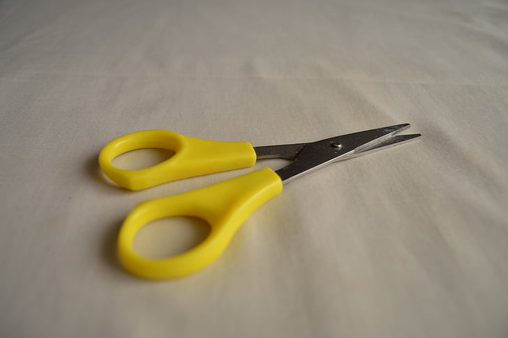 scissors, yellow, stationery, cut