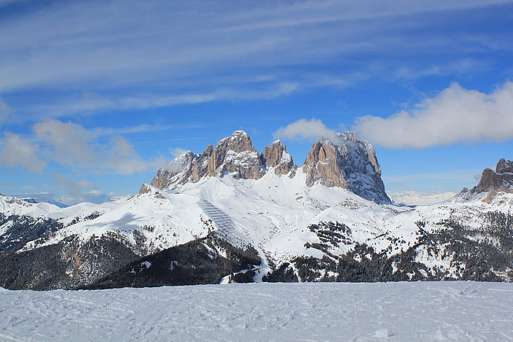 Canazei, esqui, Sella ronde, Visão geral, esqui de Canazei, Itália, montanhas