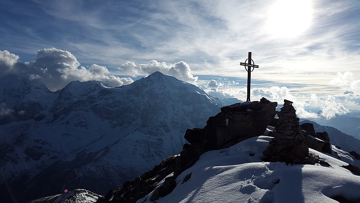 Schoneck, vertice, tramonto, Ortler, vertice di croce, Alto Adige, alpino