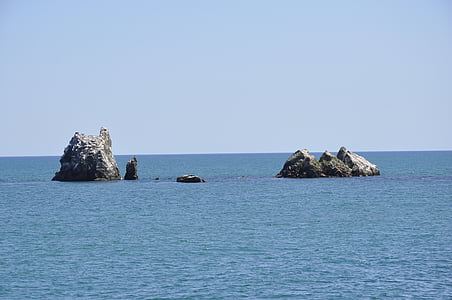 Deniz, kayalar, Kırım, Temmuz, deniz manzarası, taşlar, su