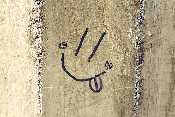 smiley, wall, drawing, cheeky, face, funny, emoticon