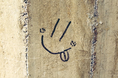 Smiley, parete, disegno, sfacciato, viso, divertente, Emoticon