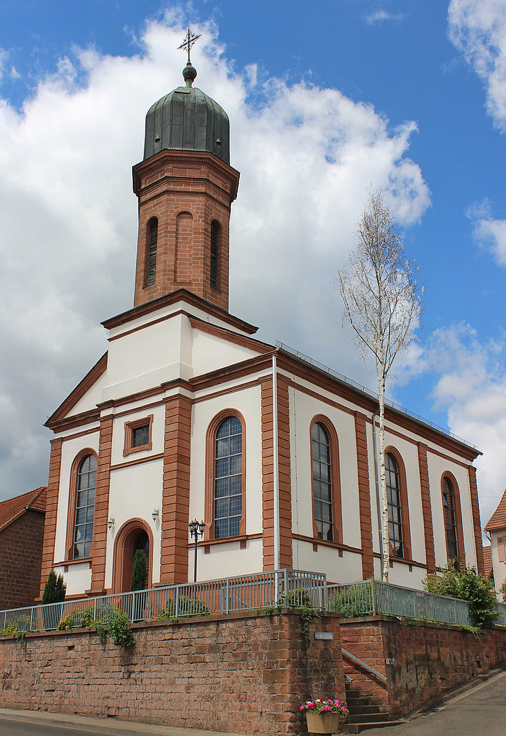 Église, steeple, bâtiment, weiler large, Sky