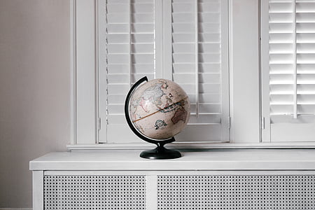 Globe, peta, putih, perjalanan, petualangan, liburan, perjalanan