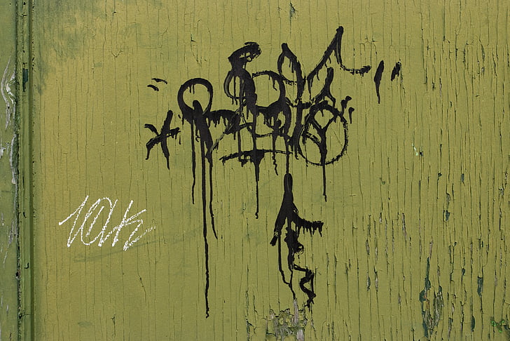 graffiti, pintura, verd, urbà, grunge, ciutat, Centre