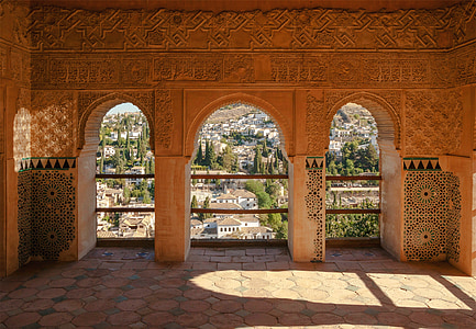 Španělsko, Alhambra, pavilon, fasáda, palác, hrad, pohled