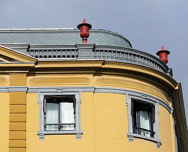 hotel des indes, roof, building, yellow, architecture, the hague, netherlands