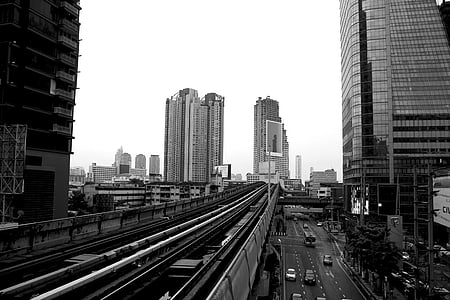 City, Bangkok, juna, reitit, kiskot, rautatieasema, osassa