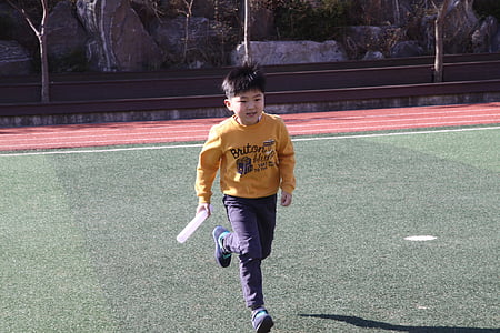 dětský, běh, sportovní