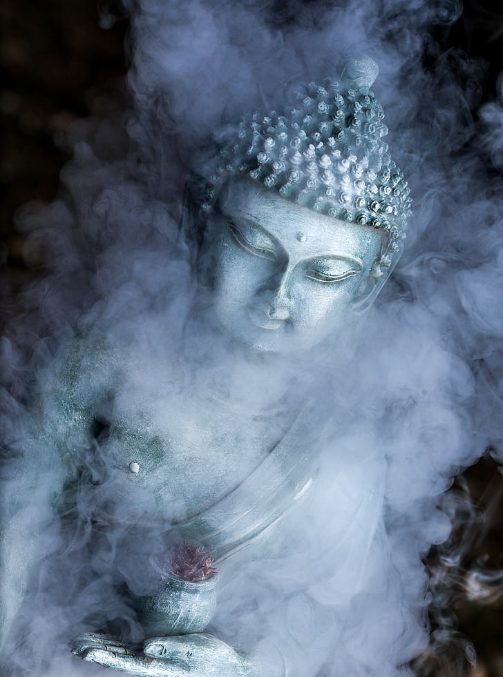 dūmi, vape, Buddha, statuja, Budisms, reliģija, Āzija