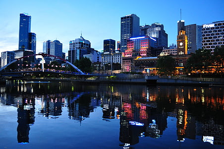 Melbourne, Austrália, Skyline, Downtown, Architektúra, mesto, podnikanie