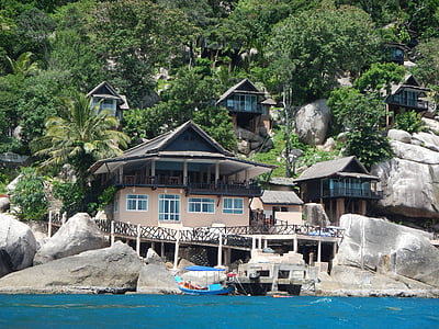 Tailândia, kohsamui, mar, casa, água, embarcação náutica