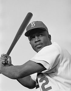Jackie robinson, Amerikas beisbola spēlētājs, Jack roosevelt robinson, Major league, no 1947.-1956., pirmā melnā amerikāņu, lai atskaņotu major league