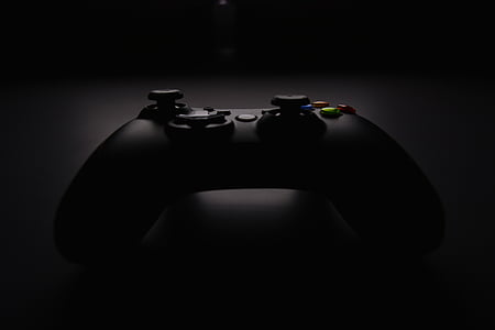 melna, Xbox, viens, spēle, kontrolieris, tehnoloģija, iekštelpās