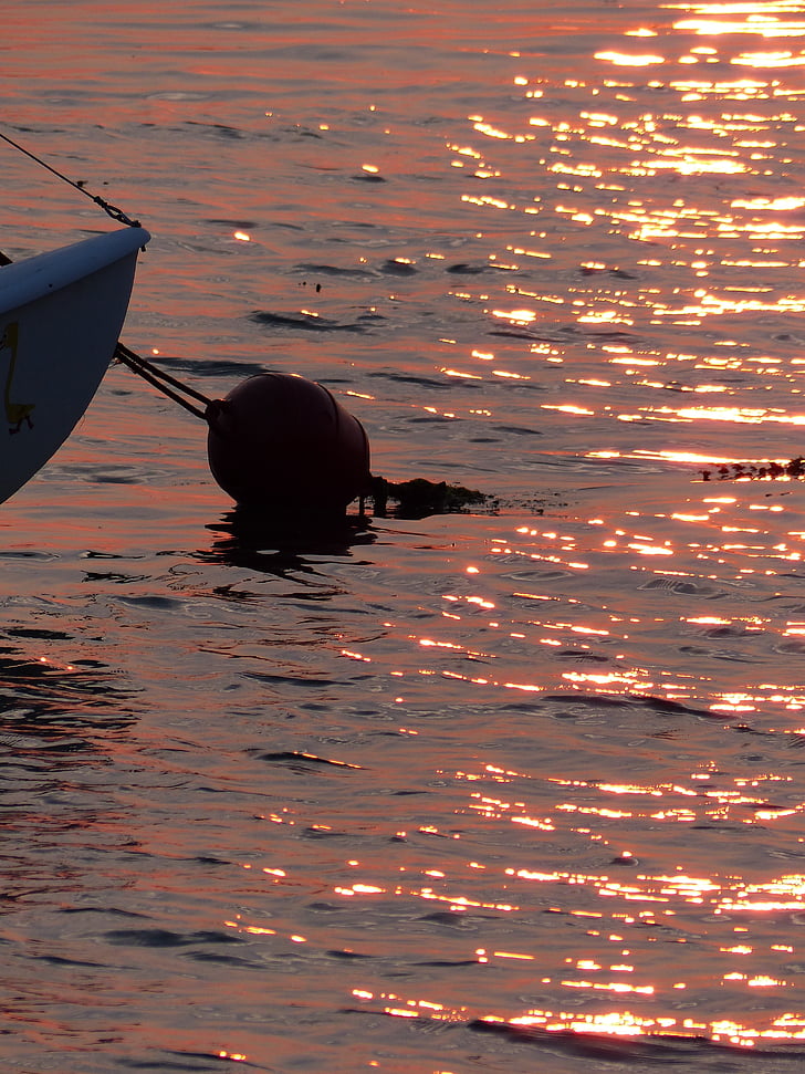 buoy, evening, sea, sunset