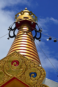 Buddha, stupa, religion, buddhismen, guld, staty, ljus