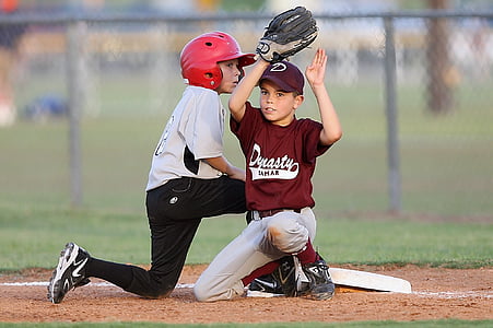 baseball, spillere, handlingen, andre base, hjelm, hanske, Base