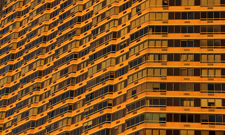 building, windows, orange, urban, exterior, facade, glass