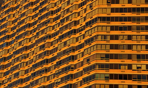 bygning, Windows, orange, Urban, udvendig, facade, glas