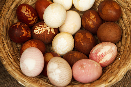 Kosz, brązowy, celebracja, Dekoracja, Wielkanoc, jajko, zdarzenia