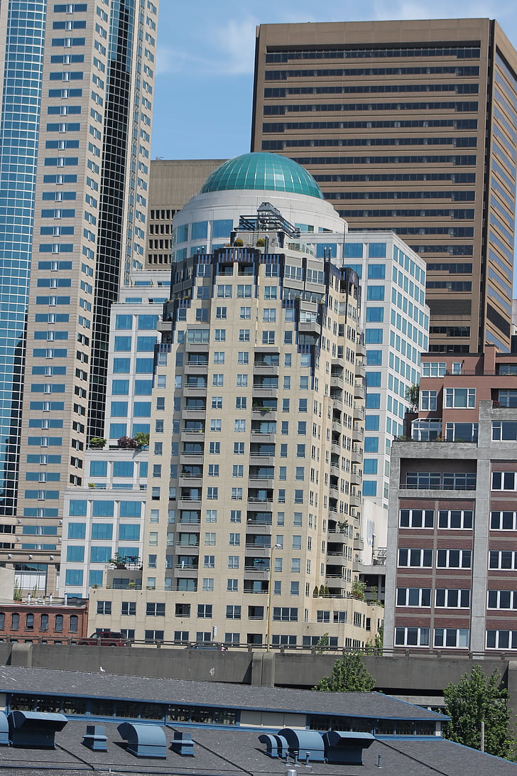 Seattle, Skyline, edificio, Torre, Centro de la ciudad, alta se levanta, Washington
