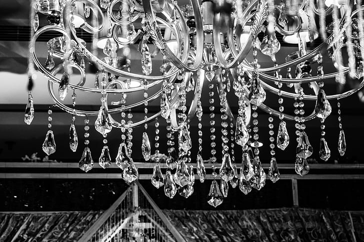 艺术, 黑色和白色, 枝形吊灯, 装饰, 设计, 玻璃, 铁
