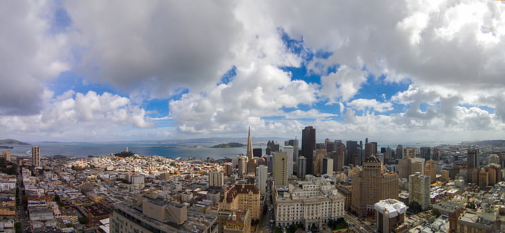 San Franciskas, Panoramos, miesto, iš lėktuvo, Architektūra, miesto peizažas, miesto panorama
