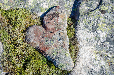 pedra, coração, natural, romance, em forma de, natureza
