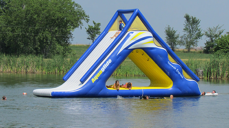 Inflatables, chơi, nước, kỳ nghỉ, vui vẻ, mặt trời, mùa hè