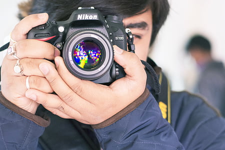камера, цифров, DSLR, Nikon, фотограф, фотография, като се снимка
