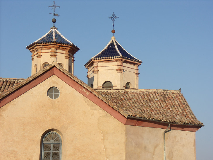 kyrkan, Dawn, kupoler, tornet, Basin, Spanien, urbana landskap
