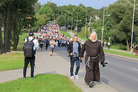 Franciscan, munk, katolske, kristne, gamle, hvite hår, hvitt skjegg