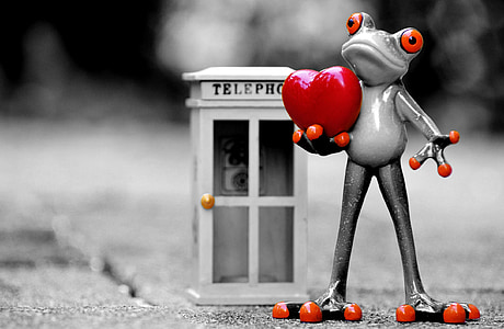frog, love, miss, phone, heart, phone booth, valentine's day