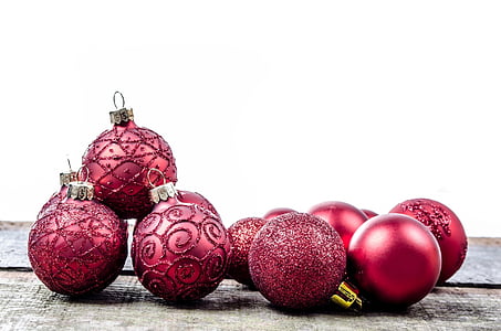 dekoration, rød, juletid, jul baubel, julekort, hvid, funkle