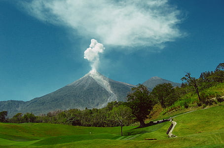 explosion, guatemala, mountain, nature, smoke, volcano, outdoors