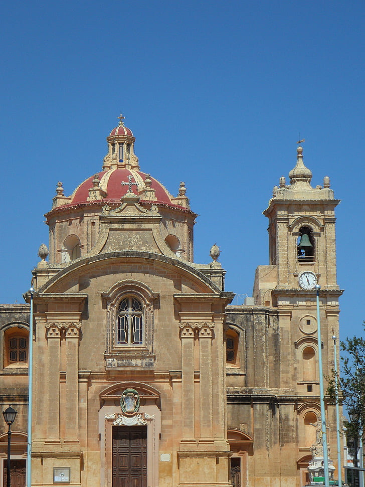 Église, Gozo, steeple, religion, croire, christianisme, chrétienne