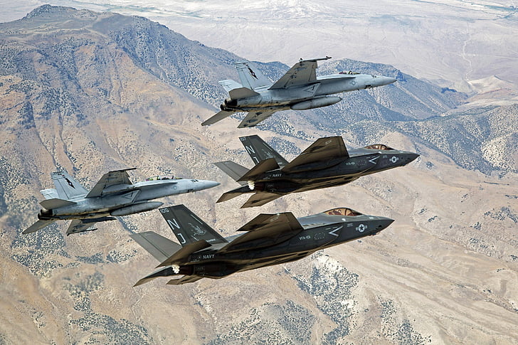 militære jetfly, flyvning, flyvende, f-35, fighter, fly, fly
