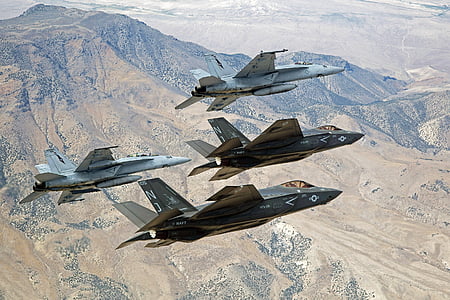 militära jetplan, flyg, flygande, f-35, fighter, flygplan, flygplan