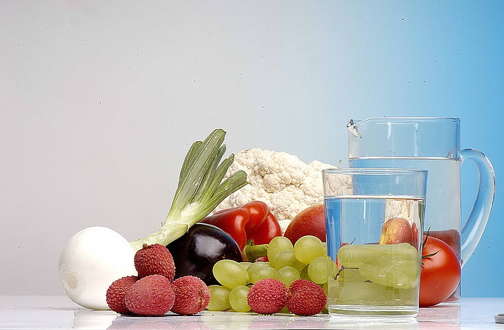 vaisių, vandens, Natiurmortas, stiklo, vasaros, mityba, į sveikatą